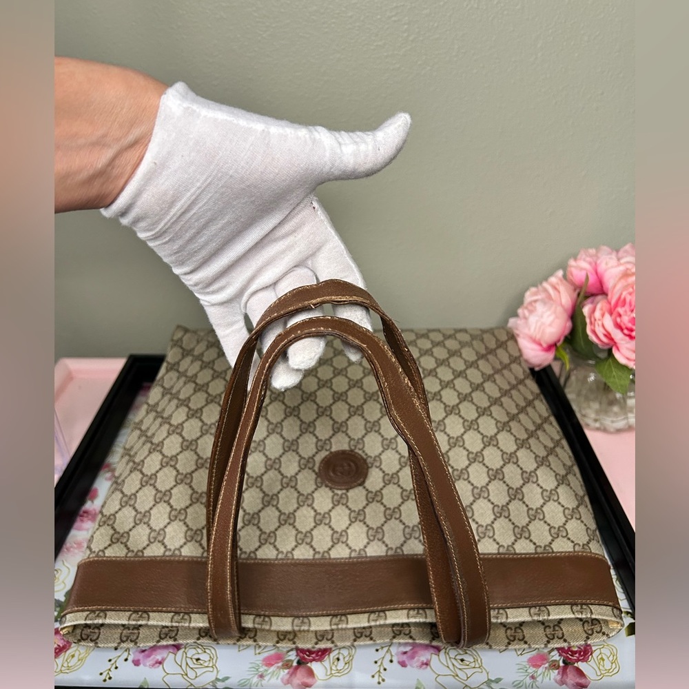 Authentic Gucci Beige and Brown Monogram Tote - Picture 8 of 10